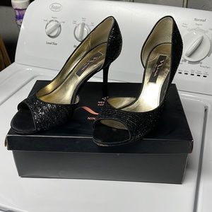 Nina black peep grow heel
